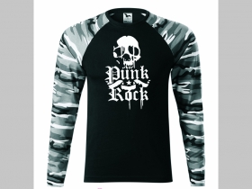 Punk Rock Skull pánske tričko (nie mikina!!) s dlhými rukávmi vo farbe " metro " čiernobiely maskáč gramáž 160 g/m2 materiál 100%bavlna